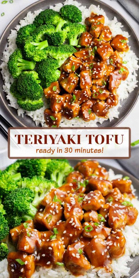 This easy teriyaki tofu recipe is made with fresh garlic and ginger for a better than takeout recipe! It’s ready in about 30 minutes, uses 9 simple ingredients, requires one pan with minimal prep time. It’s the perfect weeknight dinner. 5 Ingredient Tofu Recipes, Healthy Tofu Dinner Recipes, Meals For Meal Prep, Healthy Meals Vegetarian, Tofu Dinner Recipes, Tofu Protein, Beginners Recipes, Tofu Recipes Healthy, Tofu Recipes Easy