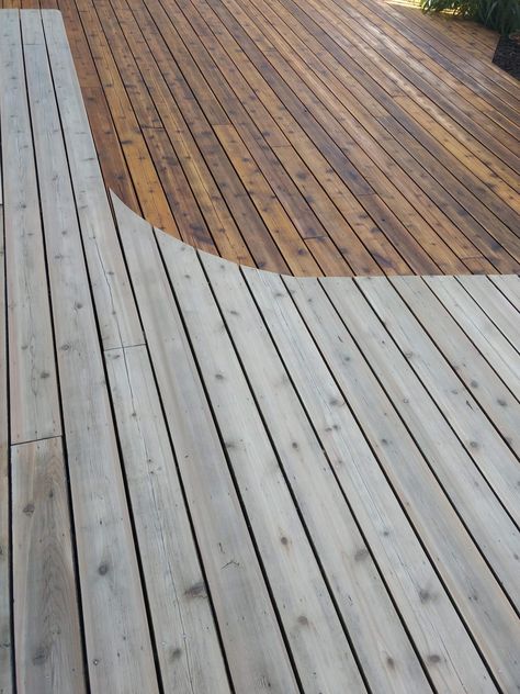 How To Stain A Cedar Deck — Sand & Stain Chatham Fog Deck Stain, Cabot New Cedar Stain, Sanding Deck Before Staining, Cedar Deck Stain, Staining Pressure Treated Wood, Cordovan Brown Deck Stain, Lattice Privacy Fence, Behr Deck Stain Colors Semi Transparent Cedar, Deck Maintenance