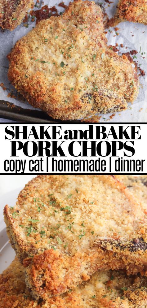 Looking for a fun, quick and easy family dinner? Check out this homemade version of Shake and Bake Pork Chops! Using our own blend of spices, this is our copy cat version of the classic recipe from our childhood. The pork comes out nice and juicy inside but crispy and flavorful outside. Shake And Bake For Pork Recipe, Homemade Shake N Bake Pork Chops, Shake And Bake Ingredients, Easy Shake And Bake Pork Chops, How To Make Shake And Bake Pork Chops Crispy, Copycat Shake And Bake Pork Chops, Pork Chop Shake And Bake Homemade, Shake Bake Pork Chops, Diy Shake N Bake Pork Chops