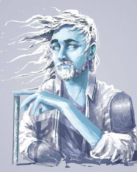 Ice genasi Air Genasi Bard, Air Genasi Male, Air Genasi, Ice Elemental, Dnd Races, One D, Fantasy Races, Concept Art Character, Character Design Male