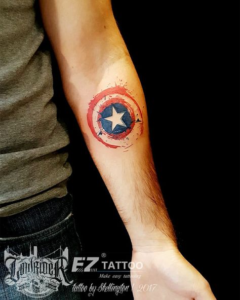 Steve Rogers Tattoo Ideas, Captain America Tattoo Ideas, Captain Marvel Tattoo Ideas, Captain America Tattoos, Marvel Tattoos Captain America, Captain America Shield Tattoo, Captain America Tattoo, Lace Sleeve Tattoos, Shield Tattoo