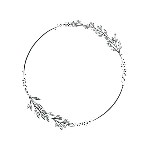 Outline circle flower leaves frame Circular Flower Tattoo, Flowers Drawing Circle, Flower Drawing Circle, Flower Circle Frame, Circle Outline Design, Circle Flower, Floral Circle Border, Circle Flower Frame, Circle Border