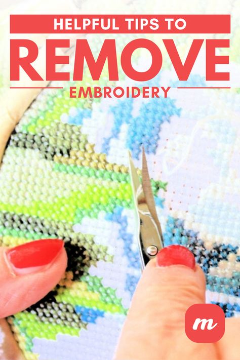 Embroidery is a popular way to personalize many fabrics and products, and can often be found on backpacks, purses, luggage, jackets, jeans, and hats. However, removing embroidery may be a need, especially from clothing and this article explores the best way to complete this task. If you're wondering how to take care of embroidery mistakes in an easy way, read on for tips.  #canembroideryberemoved #howtoremoveembroidery #embroideryremoval How To Remove Embroidery, Clothes Tricks, Seam Rippers, Sewing Instructions, Name Embroidery, Made A Mistake, Different Stitches, Seam Ripper, Embroidery Scissors