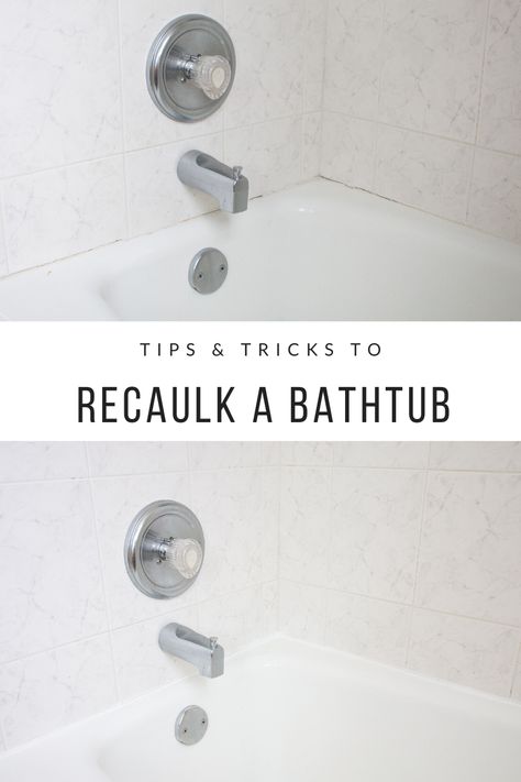 Is your old bathtub caulk looking gross and moldy? Here's how to remove your old caulk and replace it with fresh bathroom caulk #caulking #caulk #bathroom Filo Cup Appetizers, Bathtub Diy, Cup Appetizers, Bathtub Caulking, Bathtub Makeover, Bathroom Caulk, Filo Dough, Caulking Tips, Bathtub Repair