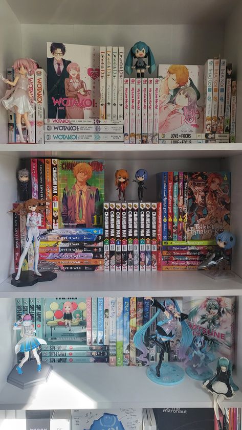 Anime Bedroom Ideas, Manga Shelf, Anime Books, Desain Furnitur Modern, Otaku Room, 흑백 그림, Anime Decor, Anime Room, Seni Cat Air