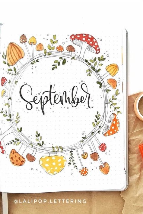 30+ Bullet journal spread examples and ideas for Fall / Autumn #bulletjournal #bujospread #bujoideas Bullet Journal Spread Ideas, Journal Spread Ideas, Bullet Journal September, Crazy Laura, Bullet Journal Month, 달력 디자인, Bullet Journal Cover Page, Bullet Journal Cover Ideas, Bullet Planner