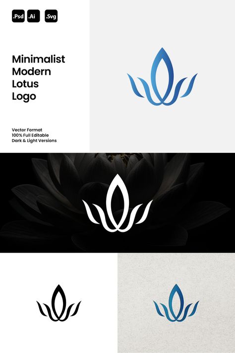 Minimalist Modern Lotus Logo  Ideal for:  - Yoga and Wellness Centers - Modern and Elegant Brands - Companies Focused on Tranquility.  Style Attributes:  - Minimalist - Modern - Simple.  You'll receive:  - 100% Resizable vector logo - Customizable colors - AI, PSD & SVG files.  For support and customization, contact us. Embrace tranquility with our Minimalist Modern Lotus Logo. Make a statement of modernity and serenity. Batik Logo, Clothing Brand Logo Ideas, Minimalist Logo Ideas, Lotus Logo Design, Lotus Icon, Logo Clothing Brand, Wordmark Logos, Zen Logo, Business Graphic Design