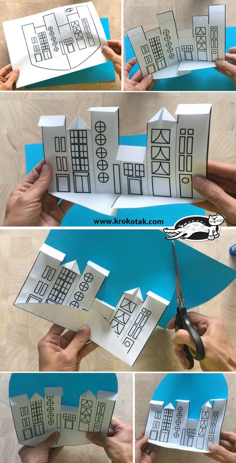 1st Grade 3d Art Project, Paper City Printable, Cardboard City, Paper City, Art Teaching, Paper House, Party Inspo, Elementary Art Projects, Class Activities