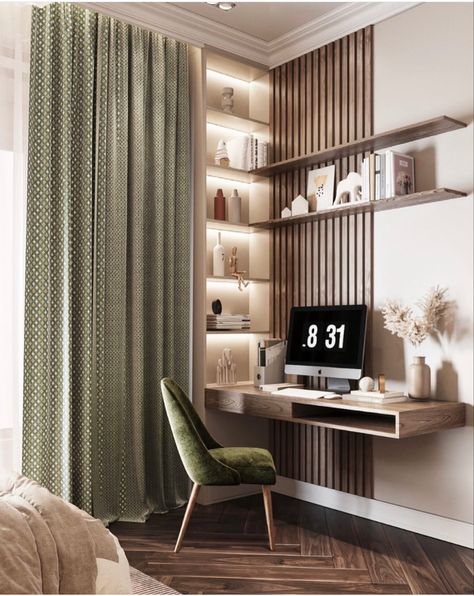 Corner Computer Desk Ideas, Modern Study Rooms, Trading Room, Home Study Rooms, Working Wall, Modern Home Offices, Study Room Design, Daughter Bedroom, Bedroom Cupboard Designs