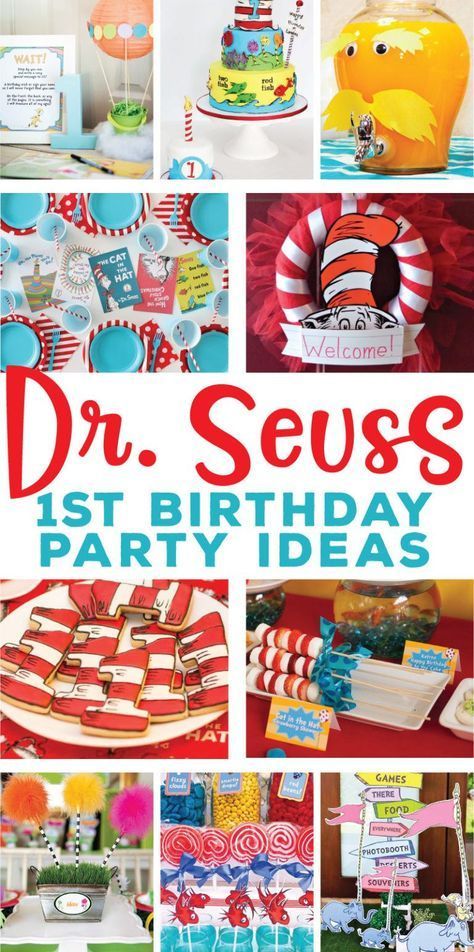 Dr Seuss 1st Birthday, Dr Suess Birthday, Baby Boy Birthday Themes, Dr Seuss Party Ideas, Boys First Birthday Party, Dr Seuss Birthday Party, Twins First Birthday, Twin Birthday Parties, Dr. Seuss