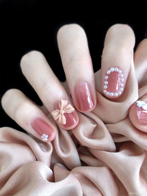 Nail Box Design Cute, Nail Box Design, Douyin Nails, Bow Nail Designs, Asian Nails, Happy Nails, Aesthetic Nails, Nails Aesthetic, Nail Box