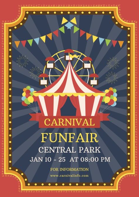 Flat Colorful Fireworks And Balloons Carnival Funfair Poster Fun Fair Poster, Carnival Poster Design, Carnival Poster, Carnival Design, Colorful Fireworks, School Fair, Winter Carnival, Carnival Posters, Kids Carnival