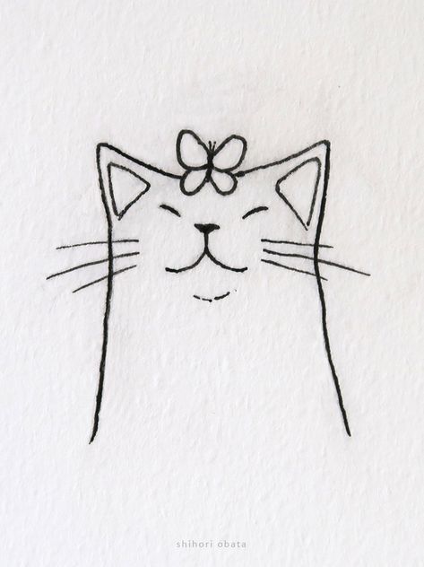 20 Easy Cat Drawing Ideas Easy Cat Drawing, Cat Drawing Ideas, Simple Cat Drawing, Söpö Kissa, Pola Tato, Dibujo Simple, Pola Bordir, Kartu Valentine, Výtvarné Reference