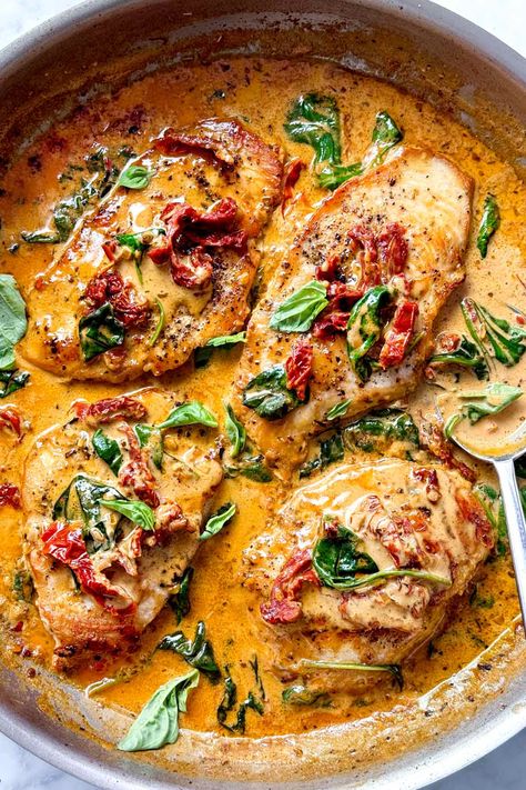 Marry Me Chicken | foodiecrush.com Tuscan Salmon Recipe, Marry Me Chicken Recipe, Tuscan Chicken With Spinach, Tuscan Garlic Chicken, Creamy Chicken Recipes, Chicken With Spinach, Creamy Tuscan Chicken, Easy One Pot Meals, Tuscan Chicken