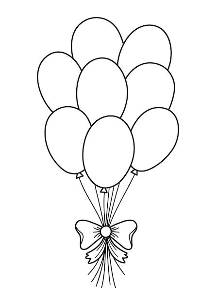 Vector cute black and white bunch of bal... | Premium Vector Balloons Black And White, Free Clipart Images Black And White, Balloon Clipart Black And White, Balloon Black And White, Birthday Clipart Black And White, Cute Balloon Drawing, Bunch Of Balloons Drawing, Bunch Of Balloons, Balloon Outline