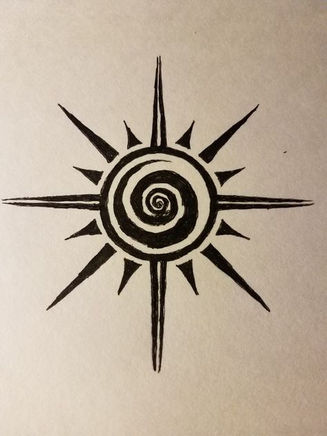 Sun Tattoo Vintage, Sun Themed Tattoos, Sacred Symbols Tattoo, Sun Drawing Sketch, Apollo Sun Tattoo, Small Circular Tattoos, Water Sun Tattoo, Hawaiian Sun Tattoo, Artistic Sun Tattoo