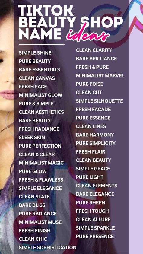 Beauty Tiktok Shop Name Ideas Cosmetic Shop Name Ideas, Beauty Studio Name Ideas, Cosmetics Names Ideas, Beauty Name Ideas, Makeup Business Names, Hair Salon Business Plan, Store Names Ideas, Salon Names Ideas, Hair Salon Names