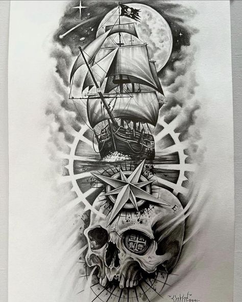 Art || Tatoos on Instagram: “1-6, Which one you prefer? 🖤 ~ Follow @artblackwhte Follow @artblackwhte ~ Credits: @slickphillips_art ~ #art #artist #artworld #artwork…” Kurt Tattoo, Ship Tattoo Sleeves, Pirate Skull Tattoos, Pirate Ship Tattoos, Nautical Tattoo Sleeve, Pirate Ship Tattoo, Tattoos For Moms, Pirate Tattoo, Skull Sleeve Tattoos