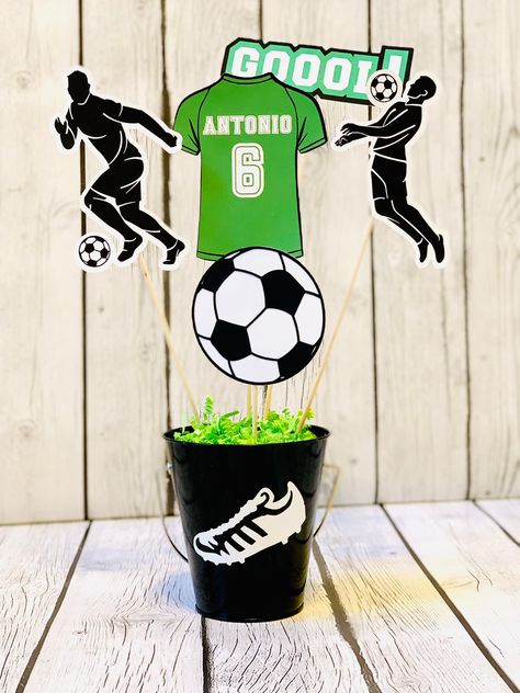 Excited to share this item from my #etsy shop: Soccer Birthday Party, Football Party, Futball Party, Soccer Centerpiece, Personalized centerpiece, Sports Centerpiece. Sports Party Soccer Birthday Centerpieces, Football Centerpiece Ideas, Soccer Centerpieces, Soccer Party Decorations, Sports Centerpieces, Soccer Birthday Cakes, Soccer Birthday Party, Personalized Centerpieces, Soccer Baby