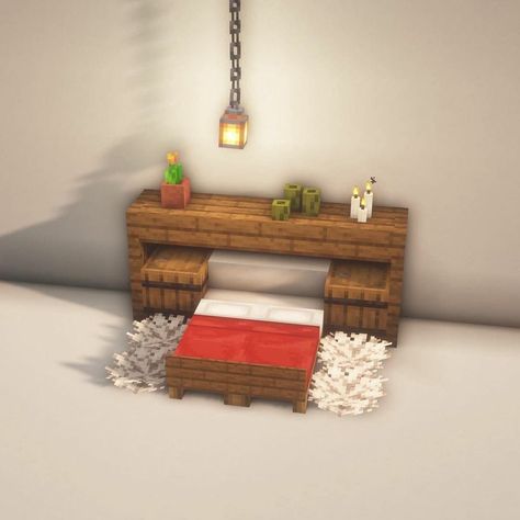 Small Minecraft Bed Ideas, Minecraft Ravine, Bedroom In Minecraft, Minecraft Bed Ideas, Minecraft Bedrooms, Minecraft Bedding, Bedroom Ideas Minecraft, Minecraft Bed, Modern Minecraft Houses