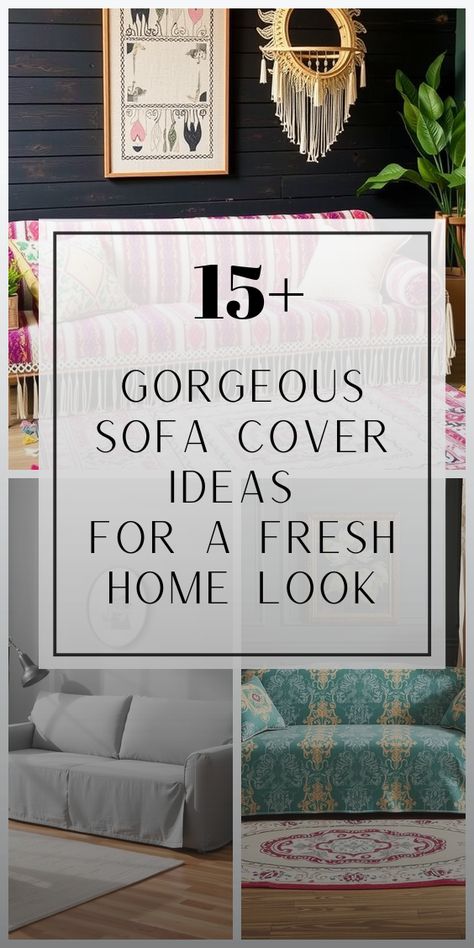 Add a touch of style and comfort to your home with these 16 sofa covers that perfectly blend fashion and function. Making Couch Covers, Diy Slip Cover Sofa, Crochet Couch Cover Free Pattern, Sectional Sofa Cover Slipcovers, How To Make Couch Covers, Couch Slip Cover Ideas, Affordable Sofas Living Rooms, Couch Seat Covers, Leather Couch Covers Ideas