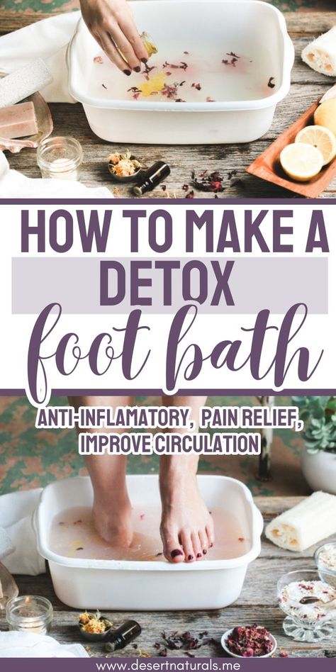 woman's feet in a detox foot soak Epsom Salt Foot Soak, Homemade Foot Soaks, Foot Detox Soak, Epsom Salt Benefits, Diy Foot Soak, Foot Soak Recipe, Diy Detox, Bath Recipes, Easy Detox