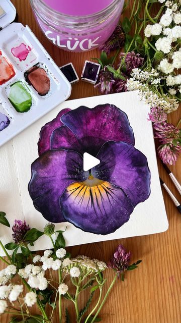 Stefanie on Instagram: "🩷💜 Paint a pansy with me 💜🩷

#flower #aquarell #watercolorpainting #artist #drawings #watercolor #painting #sketchbook #pansy" Pansy Flower Painting, Pansy Drawing, Watercolor Pansies, Painting Sketchbook, Pansies Flowers, Favorite Flowers, Artist On Instagram, Watercolor Artist, Daily Art