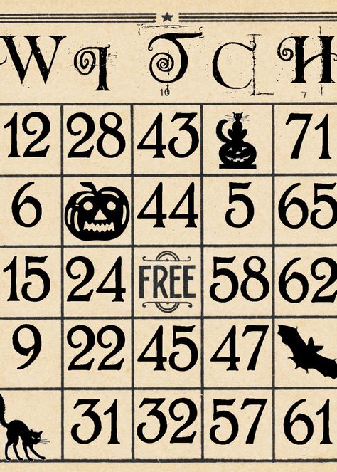 Bingo Ideas, Halloween Bingo Cards, October Daily, Free Printable Halloween, Vintage Halloween Images, Happy Haunting, Halloween Bingo, Halloween Paper Crafts, Bingo Cards Printable