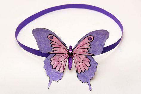 Mobile Kids, Crown Kids, Butterfly Shapes, Butterfly Headband, Butterfly Crown, Fun Craft Ideas, Butterfly Coloring, Headband Crafts, Spider Crafts