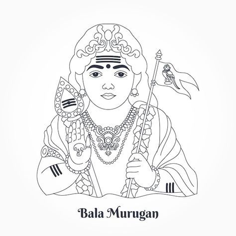 Lord shree palani murugan hindu god line... | Premium Vector #Freepik #vector Murugan Pencil Drawing, Lord Murugan Drawing, Murugan Art Sketch, God Line Art, Murugan Art, Murugan Drawing, Naruto Training, Palani Murugan, God Murugan