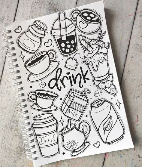 Doodle Art On Notebook, Drawing Ideas For Biggeners, Cute Easy Drawings With Color, Kawaii Sketches Doodles, Sketch Book Drawing Idea, Drawing Cute Things Kawaii, Doodles And Simple Drawings, Sketch Book Drawings Easy, Doodling Art Ideas