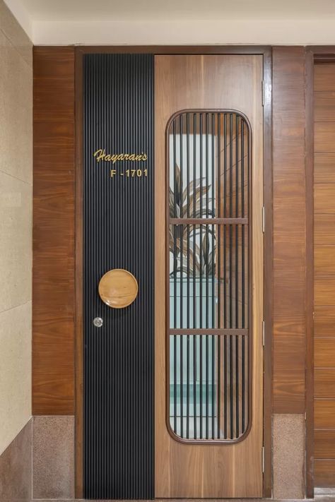 Apartment Entrance Design Front Entry, Jaali Door Design Wooden, House Entrance Doors, Interior Videos, Design Entrance, Door Slide, Entry Door Designs, Decor Entrance, Home Gate Design