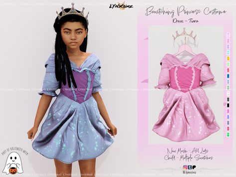 Bewitching Princess Costume - Child 👑 | Patreon Sims Disney Cc, Sims 4 Costumes Cc, Sims Lookbook, Toddler Poses, Baby Boy Hairstyles, Sims Clothes, Sims 4 Cc Kids Clothing, Sims 4 Children, Sims 4 Game Mods