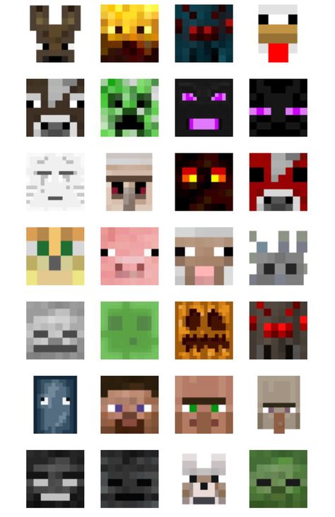 Minecraft Heads, Minecraft Diy Crafts, Minecraft Quilt, Minecraft Face, Mobs Minecraft, Minecraft Stickers, Minecraft Pattern, Minecraft Drawings, Diy Minecraft