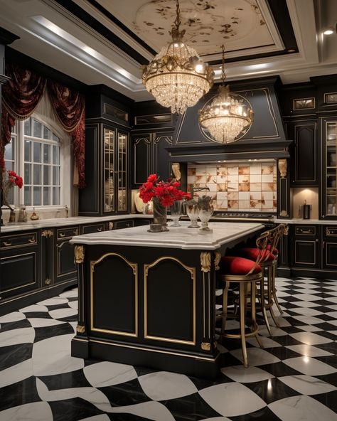 Cafehailee - Stunning kitchen 😍😍 Laundry Idea, Palace Kitchen, Luxury Kitchens Mansions, Castle Kitchens, Mansion Aesthetic, Royal Kitchen, Castle Rooms, Victorian Style Homes, Victorian Kitchen