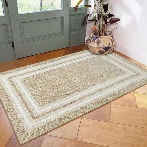 Amazon.com: OJIA Modern Bordered Washable Rug 3'x5', Non Slip Rug for Living Room Soft Bedroom Rug Entry Rug Non-Shedding Accent Rugs Indoor Door Mat Small Carpet for Entryway Kitchen Bathroom Office : Home & Kitchen Rug Under Kitchen Table, Kitchen Table Rug, Nursery Room Rugs, Soft Bedroom, Kitchen Area Rugs, Laundry Room Rugs, Non Slip Rug, Indoor Door Mat, Indoor Door