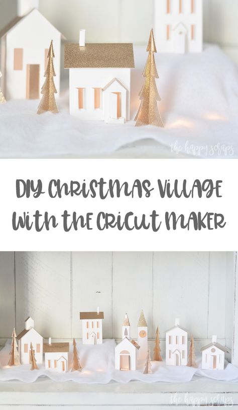 Creating this beautiful DIY Christmas Village with the Cricut Maker is fun and easy! This is the perfect project to get you in the holiday spirit! Diy Christmas Village, Idee Cricut, Christmas Gifts To Make, Christmas Village Houses, Astuces Diy, Cricut Craft Room, Christmas Villages, Handmade Beauty Products, Diy Cricut