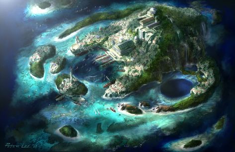 temple island Island Artwork, City Island, Fantasy Island, Island Map, Fantasy City, Island Art, Fantasy Setting, Fantasy Places, Fantasy Map