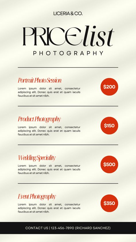 Tingkatkan Bisnis Fotografi Anda dengan Desain Estetik! Ingin memperkenalkan layanan fotografi Anda dengan cara yang elegan dan profesional? Gunakan desain "Black White and Red Minimalist Aesthetic Photography Service Rate Card Instagram Story"! Red Minimalist Aesthetic, Minimalist Aesthetic Photography, Red Minimalist, Rate Card, Photography Rates, Minimalist Aesthetic, Instagram Story Template, Story Template, Event Photography