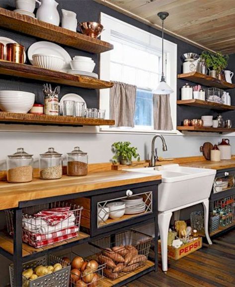 Rustic style really brings the excitement to the room. It works great with farmhouse and country style. Take a look at this rustic kitchen ideas, rustic kitchen cabinets, rustic kitchen floor, and rustic kitchen designs! Dapur Rustic, Portable Building, Upcycled Kitchen, Rustic Kitchen Cabinets, Best Kitchen Cabinets, Kabinet Dapur, Decor Ikea, Farmhouse Kitchen Cabinets, Rustic Farmhouse Kitchen