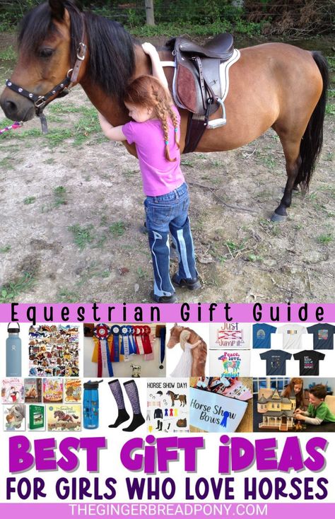 Know a girl who loves horses? Chances are probably pretty good that you know at least one! We have rounded up some of the very best gifts for girls who love horses. So the next time you are looking for a great gift idea, consider something from our list! We have gifts at many different price points and a lot of variety to choose from! Perfect for birthdays, holidays, etc. #horses #pony #equestrian #giftguide #thegingerbreadpony What To Get An Equestrian For Christmas, Equestrian Christmas List, Horse Gifts For Girls Kids, Equestrian Gift Ideas, Horse Gift Ideas, Horse Lover Gifts, Horse Quotes Funny, Pony Gift, Rodeo Girls