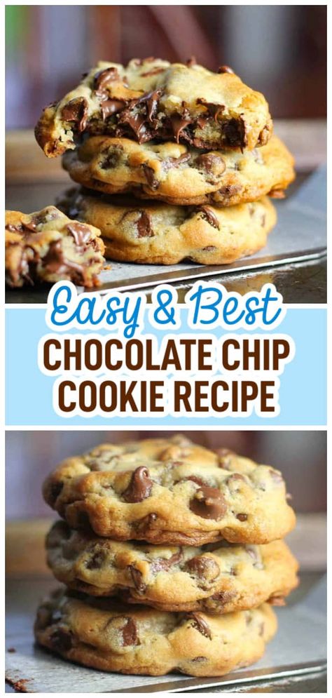 Perfect Chocolate Chip Cookies - The Baking ChocolaTess Choc Chip Cookies Recipes Easy, Best Ever Chewy Chocolate Chip Cookies, Monster Chocolate Chip Cookies Recipe, Thick Choc Chip Cookies, Choc Chip Biscuits, Semi Sweet Chocolate Chip Cookies, Easy Chocolate Chip Cookie Recipes Quick, Thick Chocolate Chip Cookies Chewy, Quick Easy Chocolate Chip Cookies