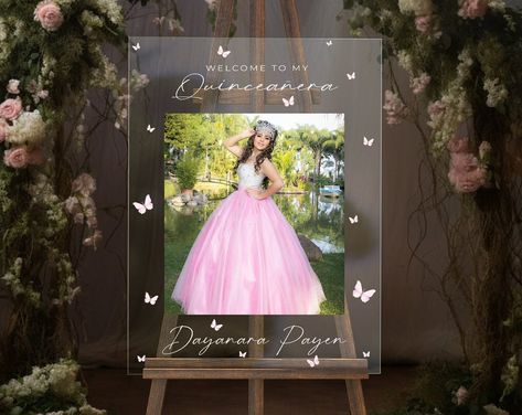 LoveLetterssPrintCo - Etsy Secret Garden Sweet 16 Theme, Quince Room Decorations, Decoraciones De Quinceanera Ideas, Court Table Quinceanera, Quinceañera Decorations Ideas, Backyard Quinceanera Ideas, Elegant Quinceanera Themes, Pink Quince Theme, Butterfly Quinceanera Theme