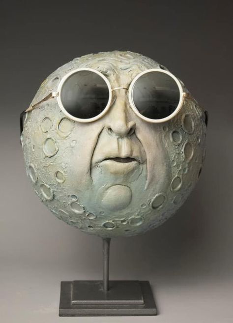 Autumn Moon, Moon Crafts, Air Dry Clay Projects, Paper Mache Art, Paper Mache Sculpture, Fantasy Art Dolls, Paper Mache Crafts, Moon Face, Celestial Art