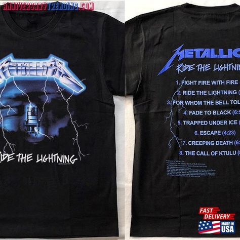 Metallica Ride The Lightning, Lightning Shirt, Metallica Band, Metallica Shirt, Metallica T Shirt, Ride The Lightning, 90s Tees, Metal Clothing, The Lightning