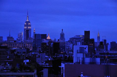 Dark Blue Aesthetic Landscape, Blueish Purple Aesthetic, City Landscape Photography, Soul Colors, New York City Landscape, Spiderverse Dr, Blue Aesthetics, Blue Photos, Large Photography