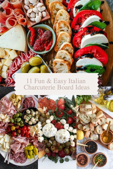 Are you looking for the perfect appetizer to wow your dinner guests? Try your hand at an Italian Charcuterie Board! With 11 fun and easy recipes, you can craft a unique and stunning board featuring a variety of Italian meats, cheeses, fruits, vegetables, and spreads. Whether you’re entertaining for a small party or large gathering, these Italian charcuterie boards are sure to be a hit. Antipasto Ideas Appetizers, Italian Cheese Board Antipasto Platter, Sides To Go With Charcuterie Board, Italian Food For Large Party, Italian Crudite Platter Ideas, Essen, Antipasto Grazing Board, Fun Italian Appetizers, Party Appetizers Italian