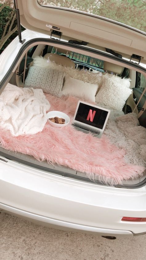 Dream Hangout Room, Camping In Your Car, Adeladadoll Aesthetic, Car Movie Night, Camping In Car, Diy Backyard Movie, Diy Backyard Movie Night, Car Movie, Kids Braids