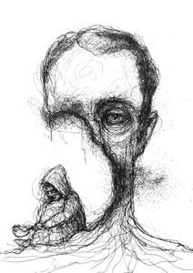 Adam Riches Art, Emotionless Face Drawing, The Human Condition Art, Squished Face Drawing Reference, Human Emotions Artwork, Human Condition Art, Mixed Emotions Art, Melancholy Expression, Furious Expression