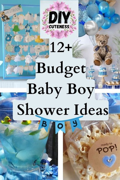 12+ Budget Baby Shower Ideas for Boys Diy Boy Baby Shower Decorations, Ideas For Baby Shower Boy, Baby Boy Shower Ideas Themes Simple, Baby Shower Centerpieces Boy, Small Baby Shower Ideas Boy, Simple Blue Baby Shower Ideas, Boy Baby Shower Ideas Decorations, Baby Shower For A Boy, Baby Boy Shower Decorations